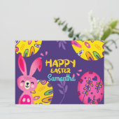 明るいピカラフルンクの復活祭バニー、紫 シーズンカード (スタンド正面)