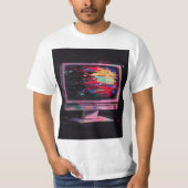 明るいピクセル化されたコンピュータモニタ Tシャツ (正面)