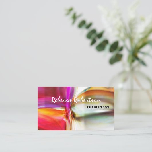 明るいピユニークンクの赤褐色の抽象芸術アート 名刺 (スタンド正面)