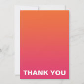 明るいピンクおよびオレンジグラデーションな結婚式は感謝していしています サンキューカード (正面)
