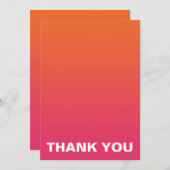 明るいピンクおよびオレンジグラデーションな結婚式は感謝していしています サンキューカード (正面/裏面)