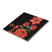 明るいピンクおよびオレンジ花 タイル (側面)