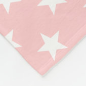 明るいピンクおよび灰灰色の星のモノグラム フリースブランケット (角)