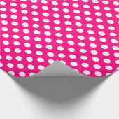 明るいピンクおよび白い水玉模様の包装紙 ラッピングペーパー (角)