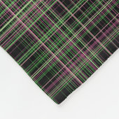 明るいピンクおよび緑の格子縞 フリースブランケット (角)