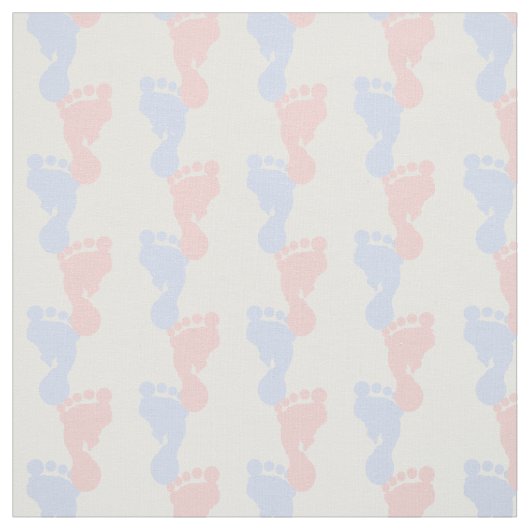 明るいピンクおよび青い足跡 ファブリック (見本)