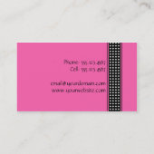 明るいピンクおよび黒い水玉模様の名刺 名刺 (裏面)
