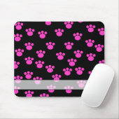 明るいピンクおよび黒い足のプリントパターン マウスパッド (マウス)