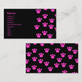 明るいピンクおよび黒い足のプリントパターン 名刺 (正面/裏面)