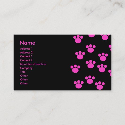 明るいピンクおよび黒い足のプリントパターン 名刺 (正面)
