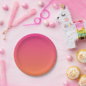 明るいピンクからオレンジへのグラデーシ無地のョン ペーパープレート (パーティー)