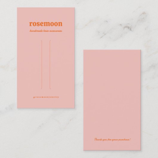 明るいピンクとオレンジのヘアクリップ表示カード 名刺 (正面/裏面)