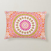 明るいピンクとオレンジの春マンダラフラワー アクセントクッション (裏面)