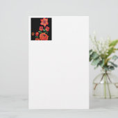 明るいピンクとオレンジの花 便箋 (スタンド正面)