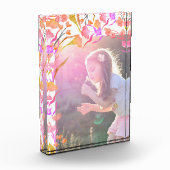 明るいピンクとオレンジの野花の子供 フォトブロック (左)