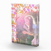 明るいピンクとオレンジの野花の子供 フォトブロック (右)