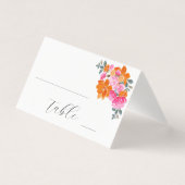 明るいピンクとオレンジ結婚色のフローラのテーブル番号 (正面)