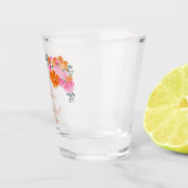 明るいピンクとオレンジ鮮やか色の夏のフローラ結婚ズ ショットグラス (右)