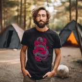 明るいピンクとグレーのヘビと花Tシャツ Tシャツ