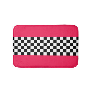 明るいピンクとチェッカーボード バスマット