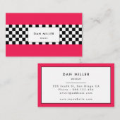 明るいピンクとチェッカーボード 名刺 (正面/裏面)