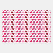 明るいピンクとパープルのハート バレンタインデー ラッピングペーパーシート (正面2)