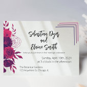 明るいピンクとマゼンタのサンライトのフローラ結婚ズ 招待状
