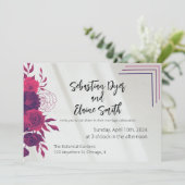 明るいピンクとマゼンタのサンライトのフローラ結婚ズ 招待状 (スタンド正面)