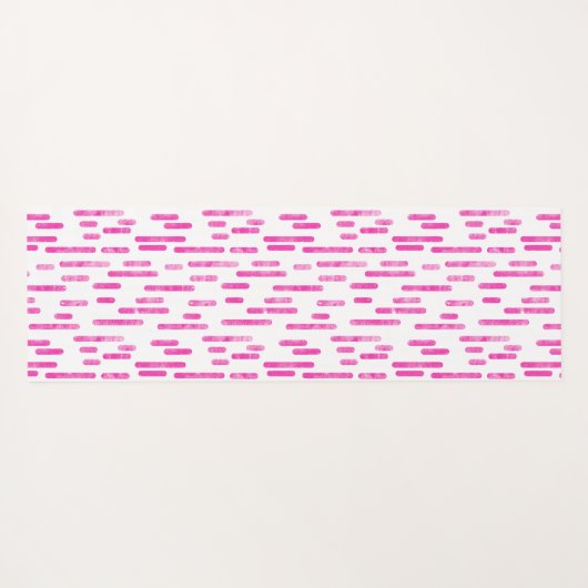 明るいピンクと白のインクのような丸い線のパターン ヨガマット (裏面(横))