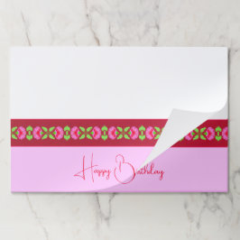 明るいピンクと白の紙ランチョンマット ペーパーパッド