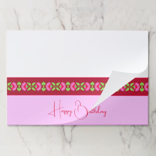 明るいピンクと白の紙ランチョンマット ペーパーパッド (折り畳み)