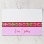 明るいピンクと白の紙ランチョンマット ペーパーパッド (正面)