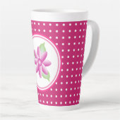 明るいピンクと白 カフェラテマグ (右アングル)
