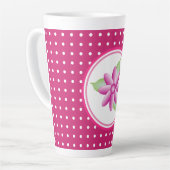 明るいピンクと白 カフェラテマグ (左アングル)