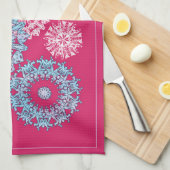 明るいピンクと紫のキッチンティータオル キッチンタオル (四つ折り)