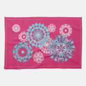 明るいピンクと紫のキッチンティータオル キッチンタオル (横)