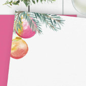 明るいピンクと緑のクリスマスサンキューカード サンキューカード