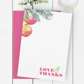 明るいピンクと緑のクリスマスサンキューカード サンキューカード