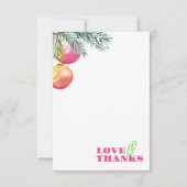 明るいピンクと緑のクリスマスサンキューカード サンキューカード (正面)