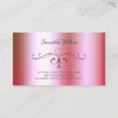 明るいピンクと緑のグラデーション装飾華美 名刺 (裏面)