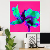 明るいピンクと緑のフローラポスタープリント ポスター (ホームオフィス)