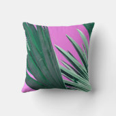 明るいピンクと緑のヤシの葉 クッション (裏面)