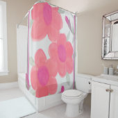 明るいピンクと緑 シャワーカーテン (インサイチュ)