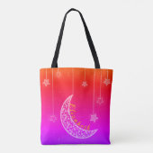 明るいピンクと赤、星と月 トートバッグ (裏面)
