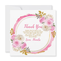 明るいピンクと金ゴールドエレガントの花の誕生日