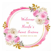 明るいピンクと金ゴールドエレガントの花Sweet sixteen