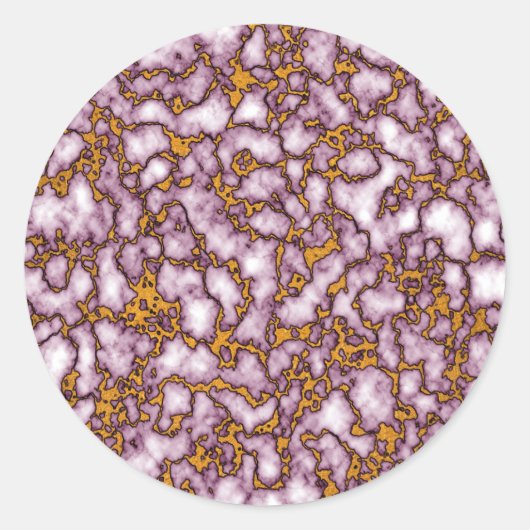 明るいピンクと金ゴールドマーブルテクスチャデザイン ラウンドシール (正面)