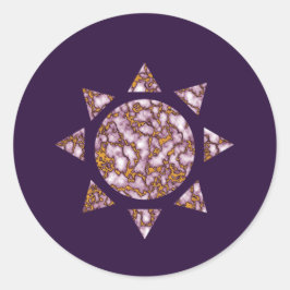 明るいピンクと金ゴールド大理石テクスチャデザイン太陽 ラウンドシール