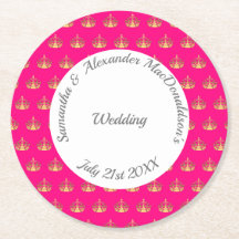 明るいピンクと金ゴールド結婚クラウン