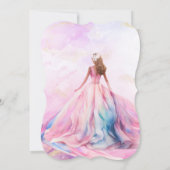 明るいピンクと金ゴールドSweet sixteen 招待状 (裏面)